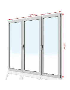 Kunststoff Balkontür PVC 240 x 220 cm DREH + DREH/KIPP + DREH Aluplast Ideal 8000