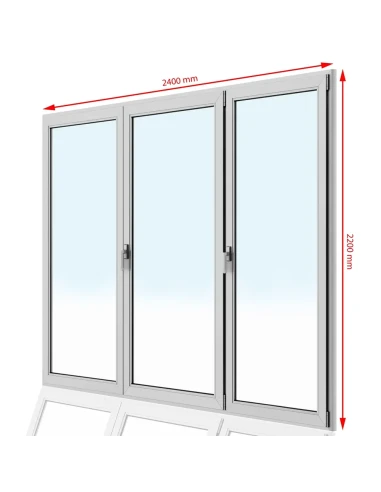 Kunststoff Balkontür PVC 240 x 220 cm DREH + DREH/KIPP + DREH Aluplast Ideal 8000