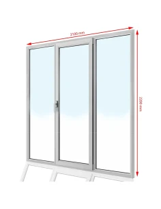 Kunststoff Balkontür PVC 210 x 220 cm FIX + DREH/KIPP + FIX Aluplast Ideal 8000