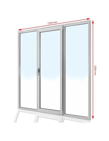 Kunststoff Balkontür PVC 210 x 220 cm FIX + DREH/KIPP + FIX Aluplast Ideal 8000
