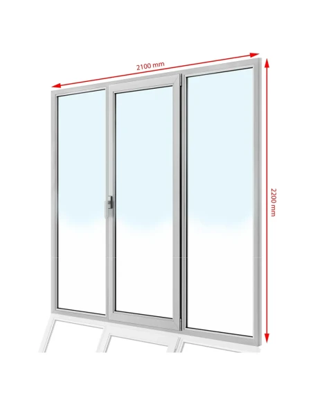 Kunststoff Balkontür PVC 210 x 220 cm FIX + DREH/KIPP + FIX Aluplast Ideal 8000