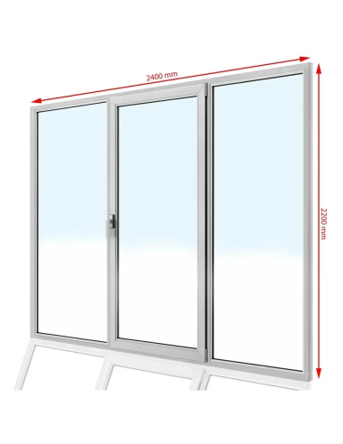 Kunststoff Balkontür PVC 240 x 220 cm FIX + DREH/KIPP + FIX Aluplast Ideal 8000