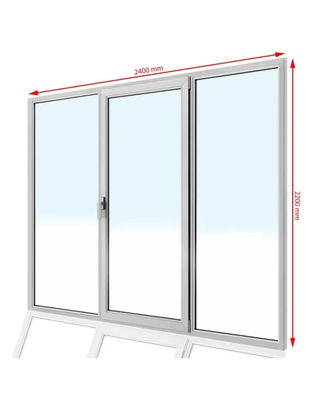 Kunststoff Balkontür PVC 240 x 220 cm FIX + DREH/KIPP + FIX Aluplast Ideal 8000