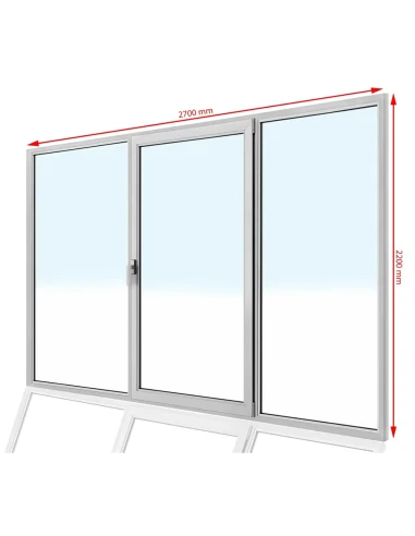 Kunststoff Balkontür PVC 270 x 220 cm FIX + DREH/KIPP + FIX Aluplast Ideal 8000