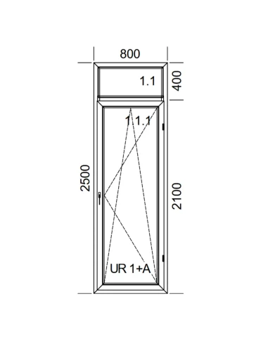 Kunststoff Balkontür PVC 80 x 250 cm FIX + DREH/KIPP Aluplast Ideal 8000