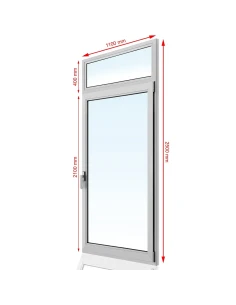 Kunststoff Balkontür PVC 110 x 250 cm FIX + DREH/KIPP Aluplast Ideal 8000