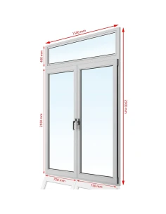 Kunststoff Balkontür PVC 150 x 250 cm FIX + DREH + DREH/KIPP Aluplast Ideal 8000