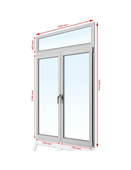 Kunststoff Balkontür PVC 150 x 250 cm FIX + DREH + DREH/KIPP Aluplast Ideal 8000