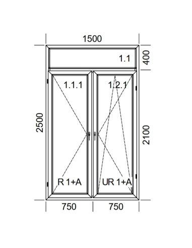 Kunststoff Balkontür PVC 150 x 250 cm FIX + DREH + DREH/KIPP Aluplast Ideal 8000