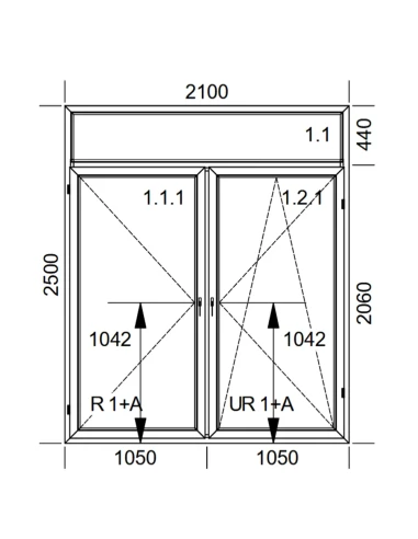 Kunststoff Balkontür PVC 210 x 250 cm FIX + DREH + DREH/KIPP Aluplast Ideal 8000
