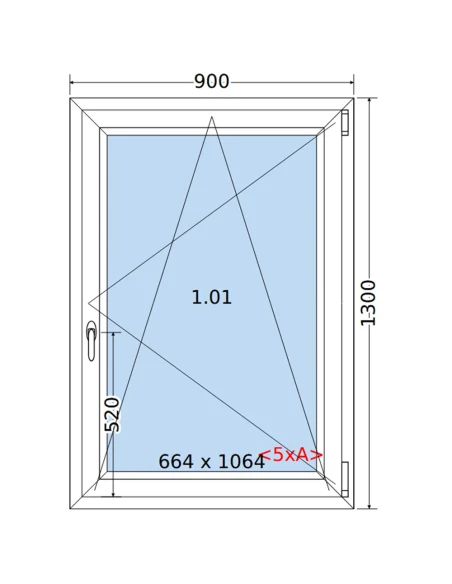Kunststofffenster PVC Fenster 90 x 130 cm DREH/KIPP Salamander GreenEvolution 76