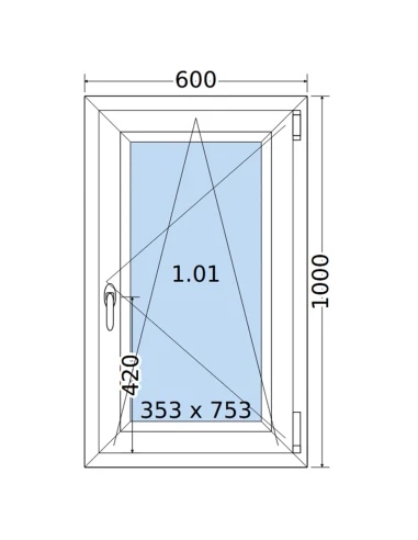 Kunststofffenster PVC Fenster 60 x 100 cm DREH/KIPP Salamander BluEvolution 82