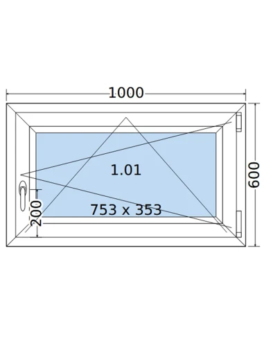 Kunststofffenster PVC Fenster 100 x 60 cm DREH/KIPP Salamander BluEvolution 82