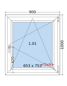 Kunststofffenster PVC Fenster 90 x 100 cm DREH/KIPP Salamander BluEvolution 82 2