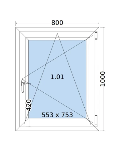 Kunststofffenster PVC Fenster 80 x 100 cm DREH/KIPP Salamander BluEvolution 82