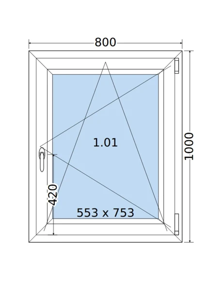 Kunststofffenster PVC Fenster 80 x 100 cm DREH/KIPP Salamander BluEvolution 82