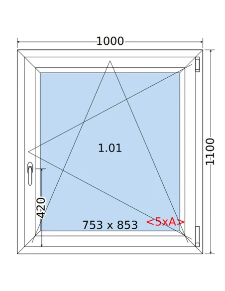 Kunststofffenster PVC Fenster 100 x 110 cm DREH/KIPP Salamander BluEvolution 82