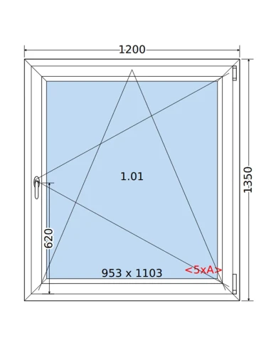 Kunststofffenster PVC Fenster 120 x 135 cm DREH/KIPP Salamander BluEvolution 82