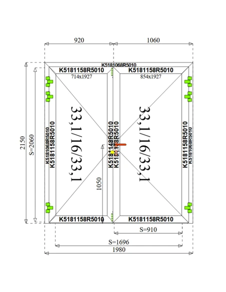 Aluminium Tür 1950 x 2150 mm MB 79N