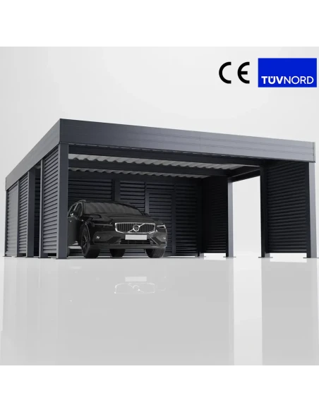 Carport mit Schuppen/Geräteraum aus Metall 6x6m 4+0