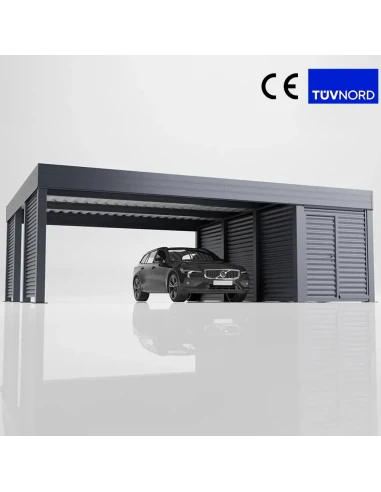 Carport mit Schuppen/Geräteraum aus Metall 6x6m 2+0