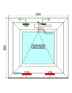 Kunststofffenster PVC Fenster 50 x 50 cm KIPP Kömmerling 76 MD 2