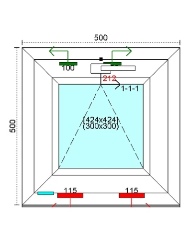 Kunststofffenster PVC Fenster 50 x 50 cm KIPP Kömmerling 76 MD