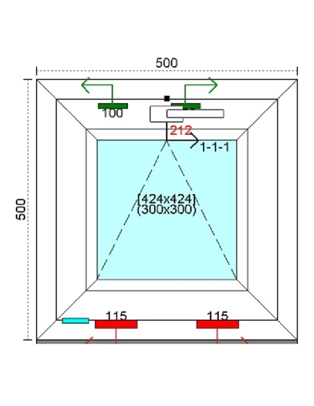 Kunststofffenster PVC Fenster 50 x 50 cm KIPP Kömmerling 76 MD