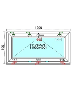 Kunststofffenster PVC Fenster 120 x 60 cm KIPP Kömmerling 76 MD 2