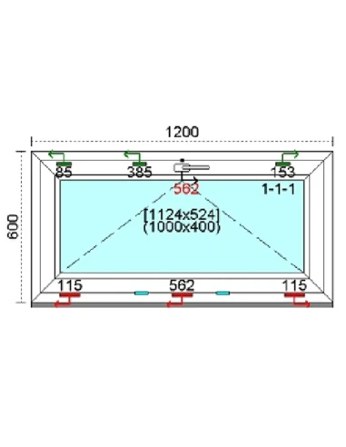 Kunststofffenster PVC Fenster 120 x 60 cm KIPP Kömmerling 76 MD