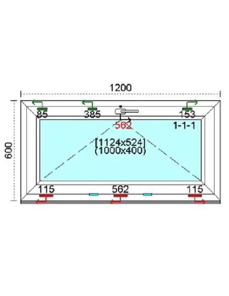 Kunststofffenster PVC Fenster 120 x 60 cm KIPP Kömmerling 76 MD
