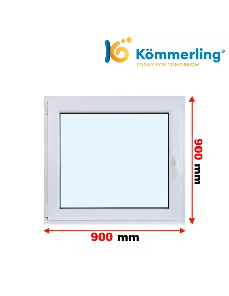 Kunststofffenster PVC Fenster 90 x 90 cm DREH/KIPP Kömmerling 76 MD