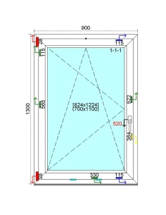 Kunststofffenster PVC Fenster 90 x 130 cm DREH/KIPP Kömmerling 76 MD 2