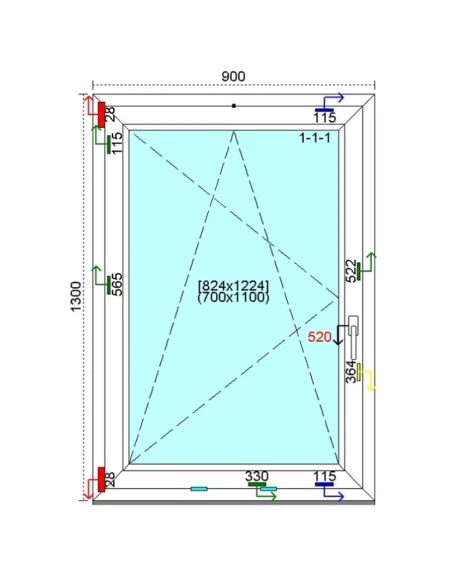 Kunststofffenster PVC Fenster 90 x 130 cm DREH/KIPP Kömmerling 76 MD