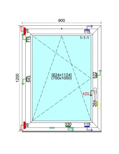 Kunststofffenster PVC Fenster 90 x 120 cm DREH/KIPP Kömmerling 76 MD 2