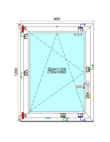 Kunststofffenster PVC Fenster 90 x 120 cm DREH/KIPP Kömmerling 76 MD