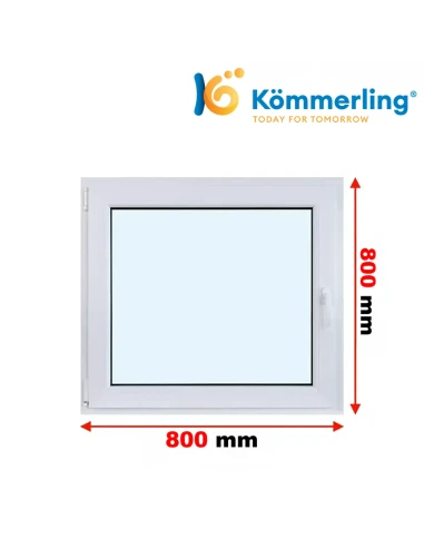 Kunststofffenster PVC Fenster 80 x 80 cm DREH/KIPP Kömmerling 76 MD