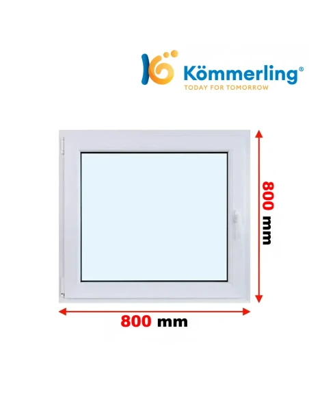 Kunststofffenster PVC Fenster 80 x 80 cm DREH/KIPP Kömmerling 76 MD