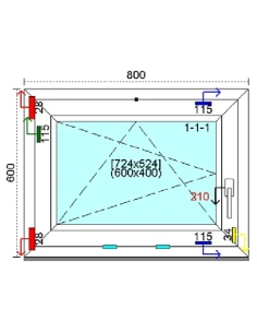 Kunststofffenster PVC Fenster 80 x 60 cm DREH/KIPP Kömmerling 76 MD 2