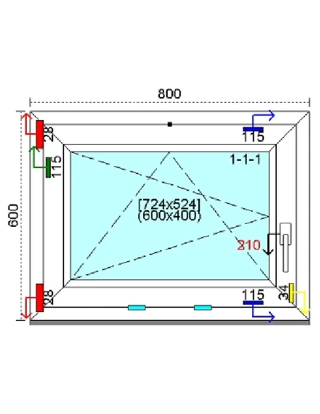 Kunststofffenster PVC Fenster 80 x 60 cm DREH/KIPP Kömmerling 76 MD