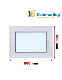 Kunststofffenster PVC Fenster 80 x 60 cm DREH/KIPP Kömmerling 76 MD