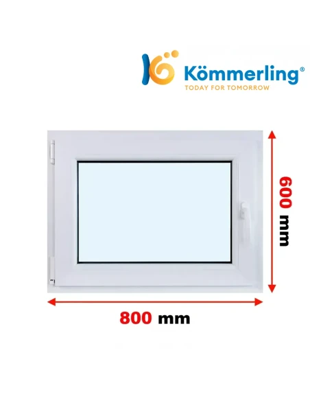 Kunststofffenster PVC Fenster 80 x 60 cm DREH/KIPP Kömmerling 76 MD