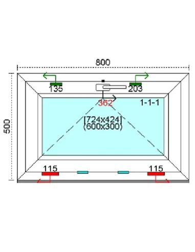Kunststofffenster PVC Fenster 80 x 50 cm KIPP Kömmerling 76 MD