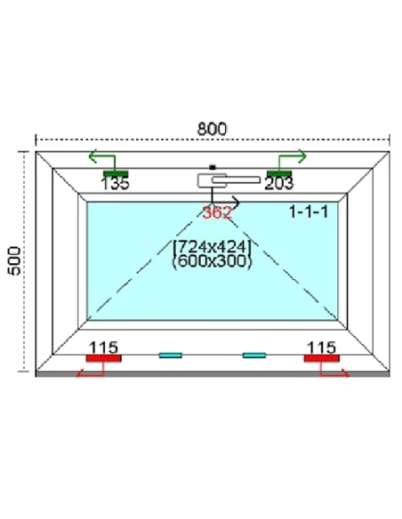 Kunststofffenster PVC Fenster 80 x 50 cm KIPP Kömmerling 76 MD