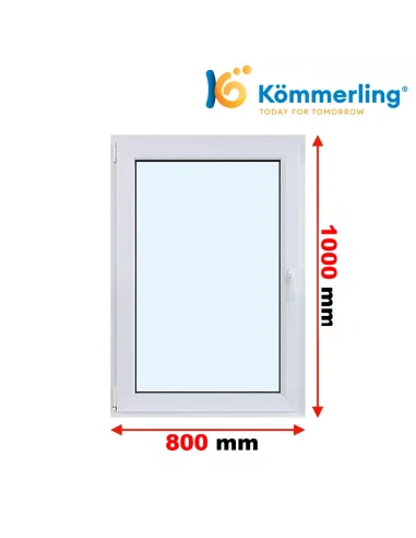 Kunststofffenster PVC Fenster 80 x 100 cm DREH/KIPP Kömmerling 76 MD