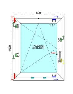 Kunststofffenster PVC Fenster 80 x 100 cm DREH/KIPP Kömmerling 76 MD 2
