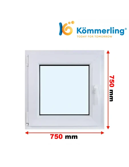 Kunststofffenster PVC Fenster 75 x 75 cm DREH/KIPP Kömmerling 76 MD