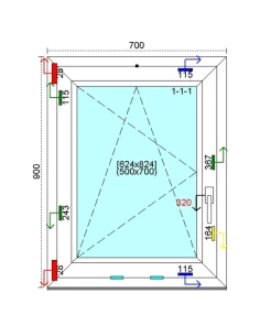Kunststofffenster PVC Fenster 70 x 90 cm DREH/KIPP Kömmerling 76 MD 2