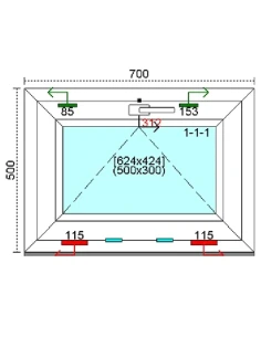 Kunststofffenster PVC Fenster 70 x 50 cm KIPP Kömmerling 76 MD 2