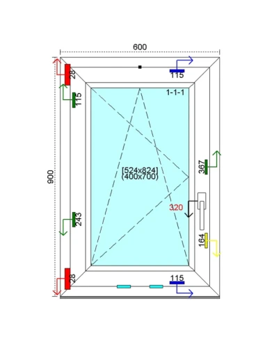 Kunststofffenster PVC Fenster 60 x 90 cm DREH/KIPP Kömmerling 76 MD